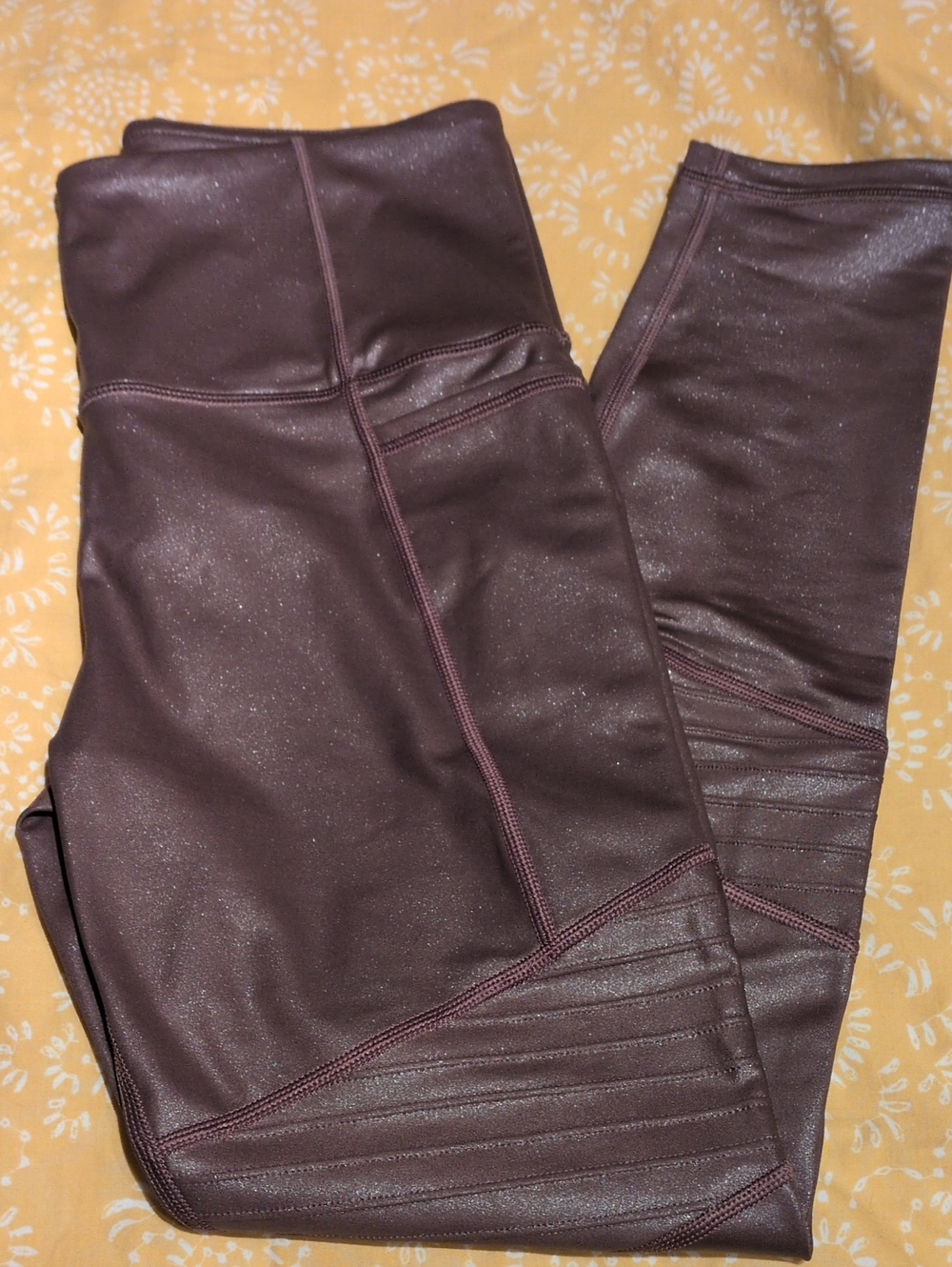 Athleta Inclination Moto Tight - Metallic Plum High-Rise Legging- Women's Size S